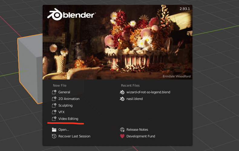 Blender als Video Editor Öffnen